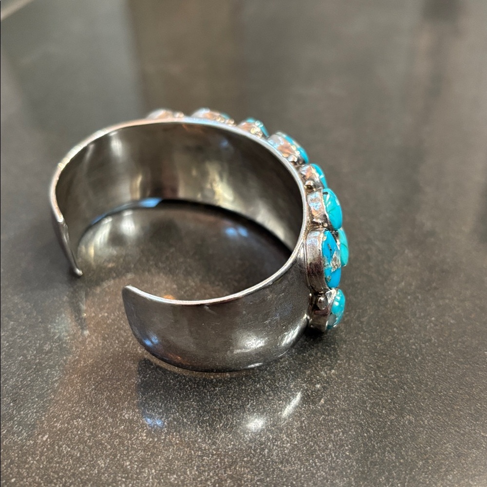 Thompson Turquoise Blue Cluster Cuff Bracelet - Picture 4 of 17